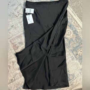 NWT Good American black silk skirt side cut out criss-cross detail size 3 (l)